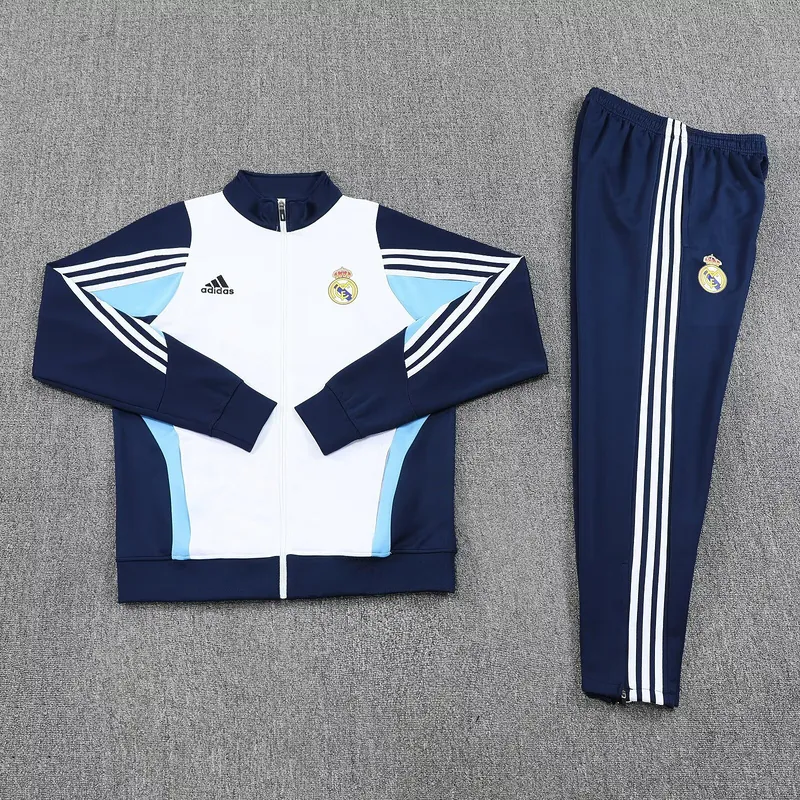 25-26 Real Madrid White&Blue Football Tracksuits Long Jacket Suits 2