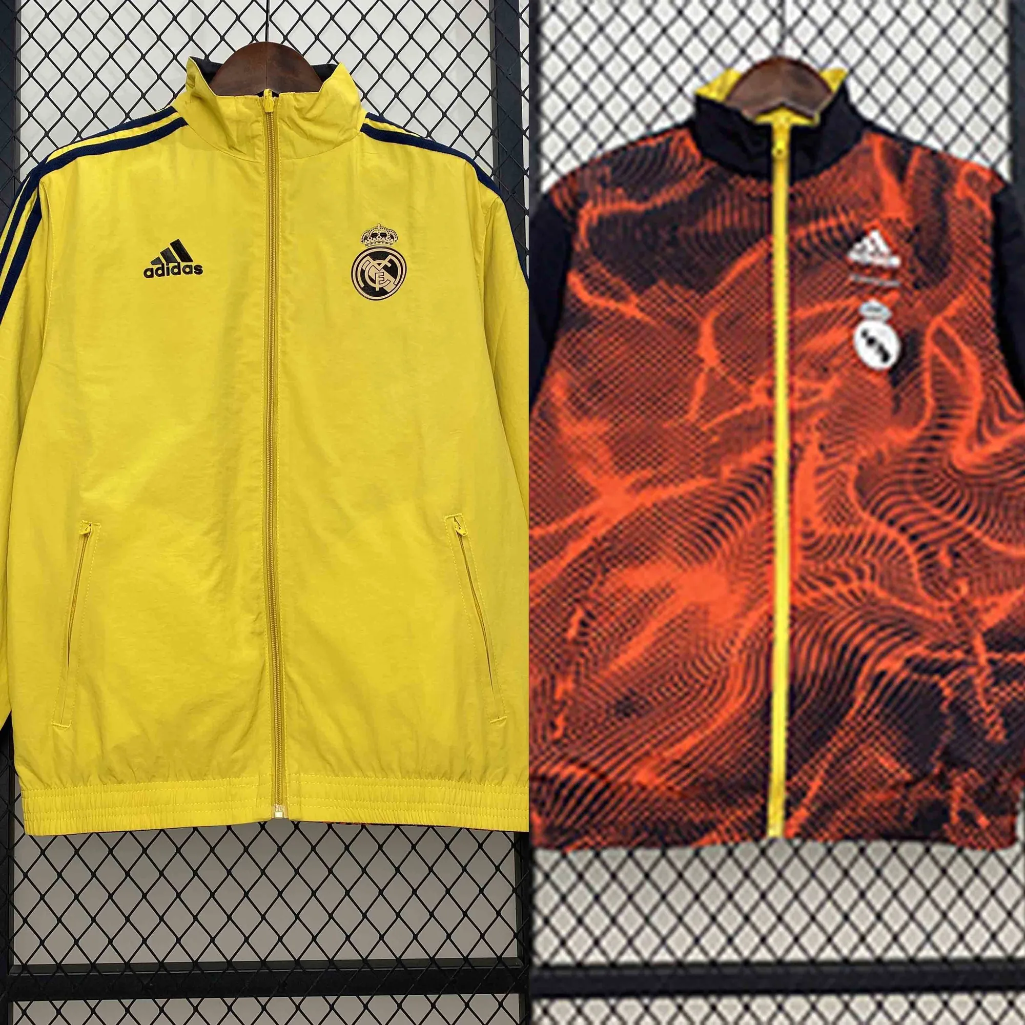 24-25 Real Madrid Yellow&Red Trench Coat Reversible Windbreaker Double-Sides Jacket AAAAJersey 5