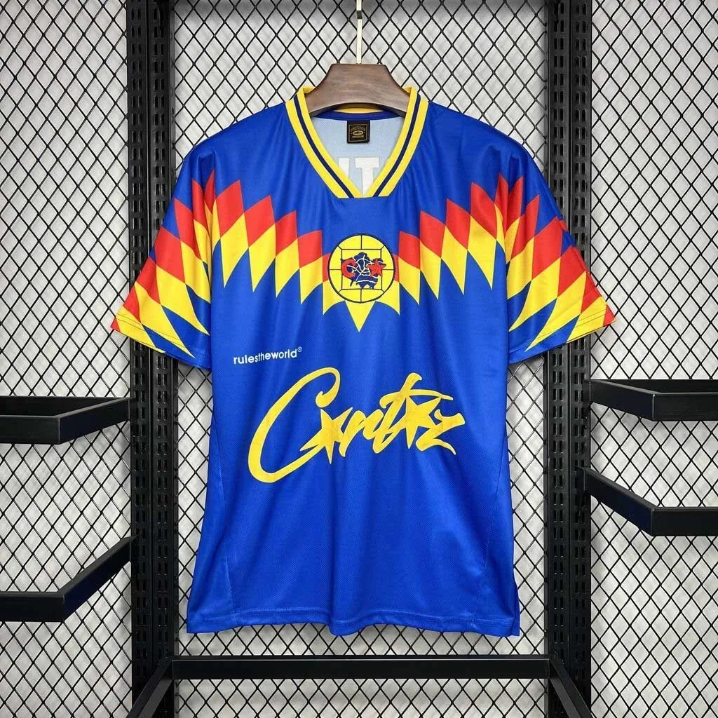 95-96 Club America RTW Blue Retro Kit Vintage Shirt Sport AAAAJersey Yupoo 7
