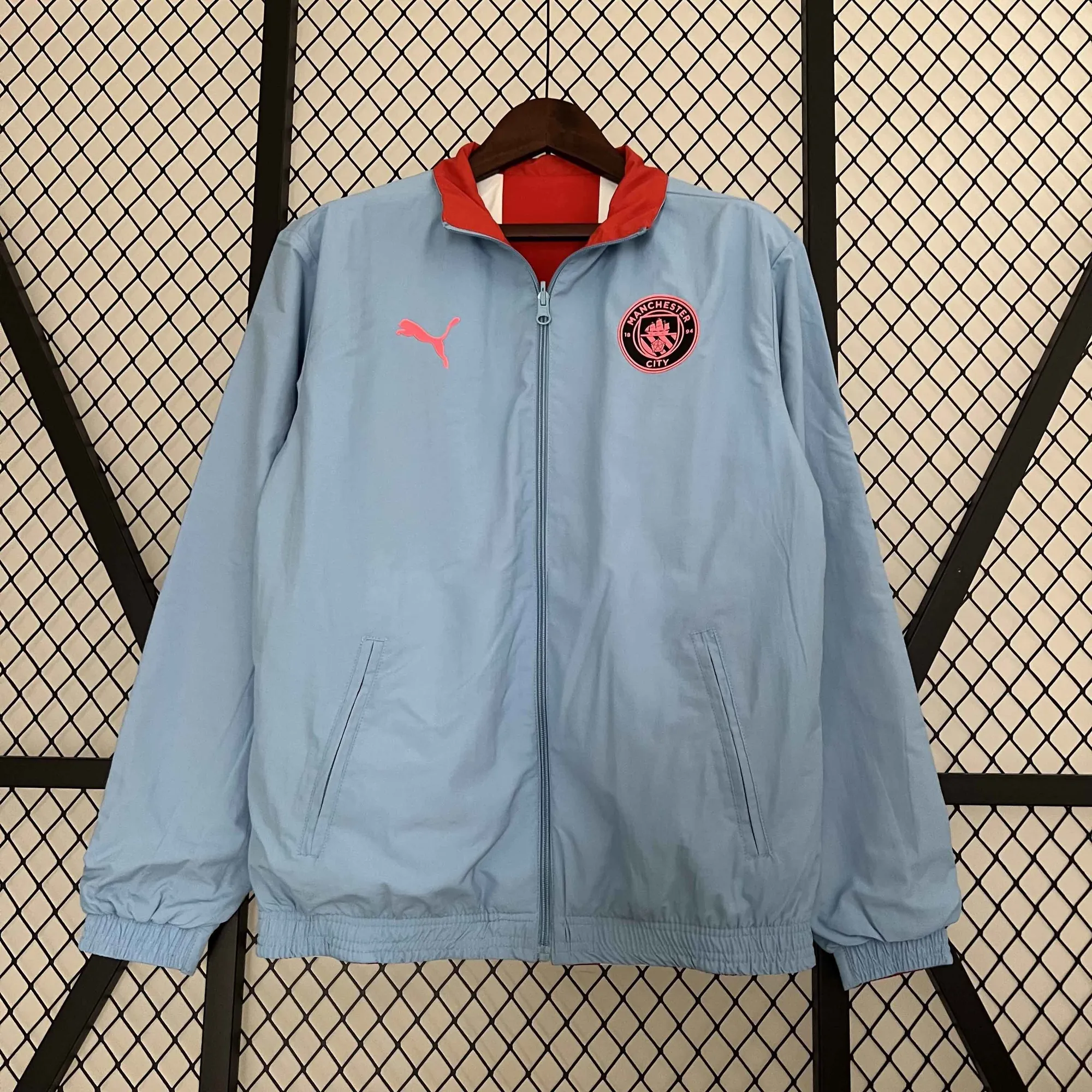 23-24 Manchester City Reversible Windbreaker Red&Blue Double-Sides Jacket Soccer Jerseys For Sa 4