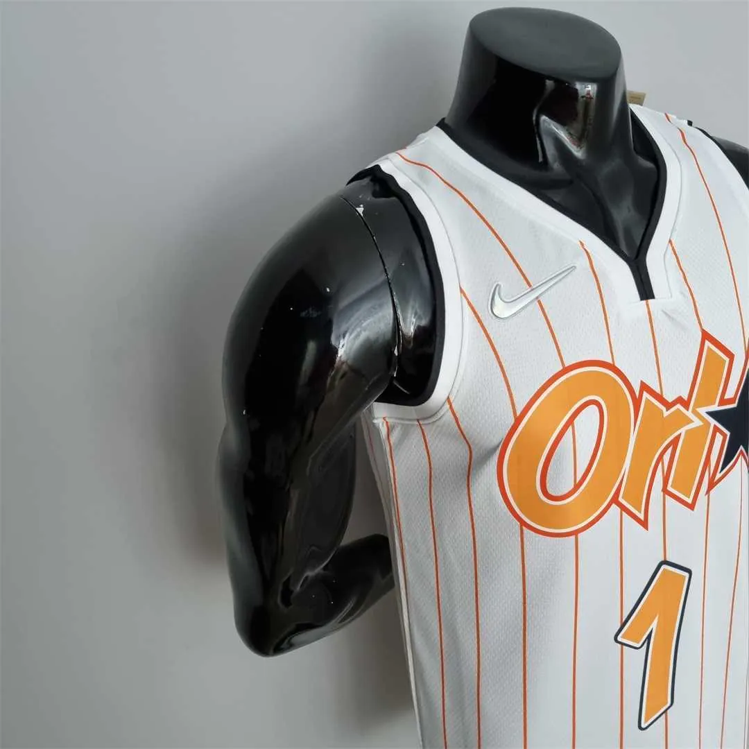 75th Anniversary Orlando Magic McGrady #1 White and Orange NBA Jersey 3