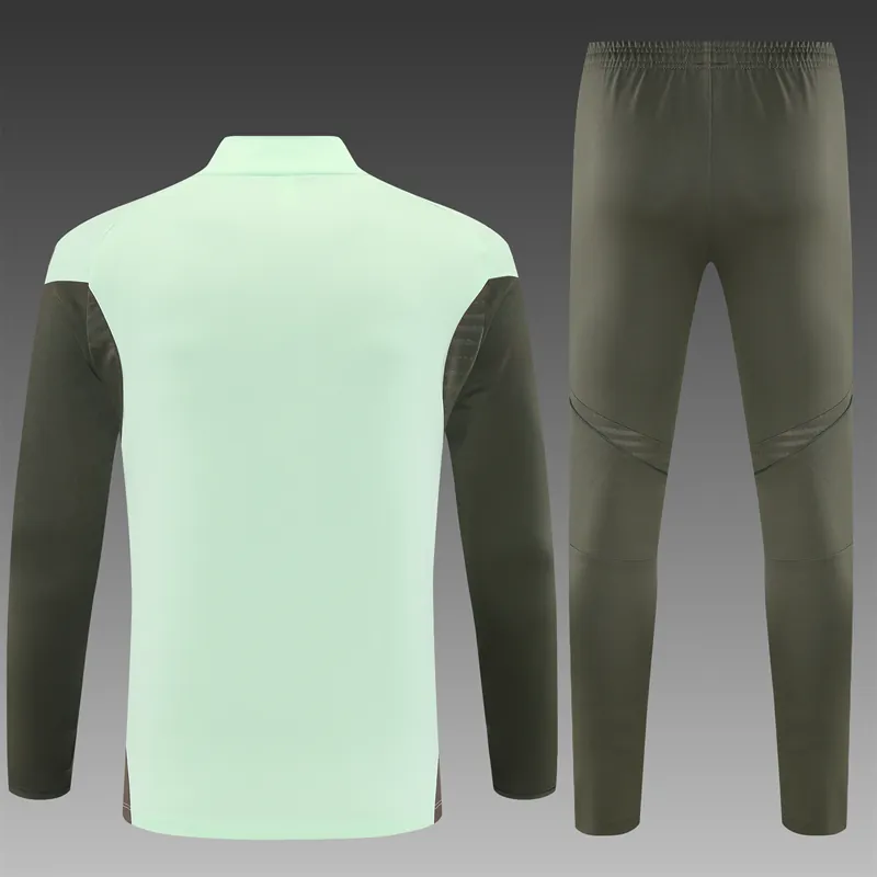 25-26 Real Madrid Training Kits Light Green Long Football Tracksuits 1