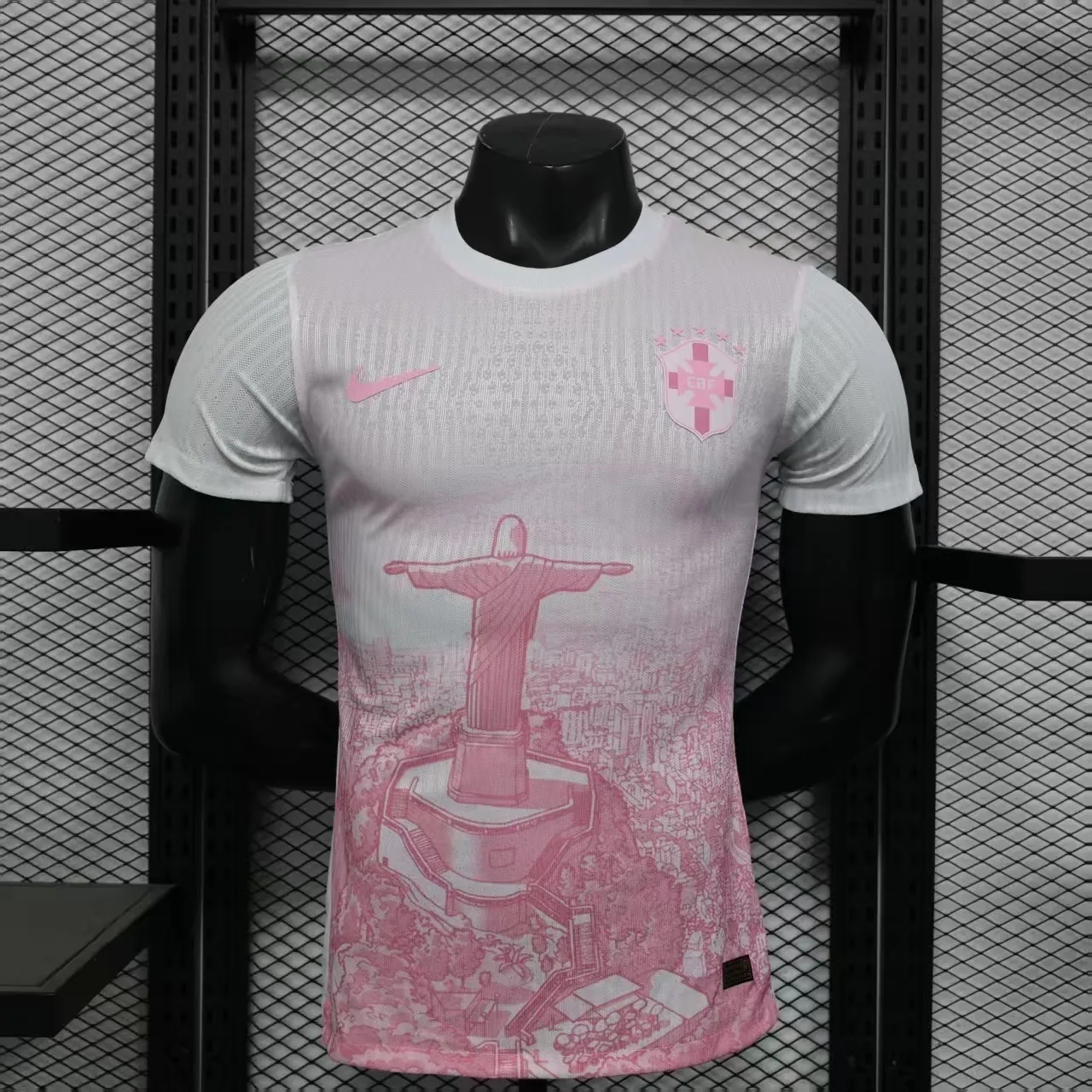 2025 Brazil Cristo Redentor Pink Special Edition Football Player Version T-Shirt AAAAJersey Yup 7