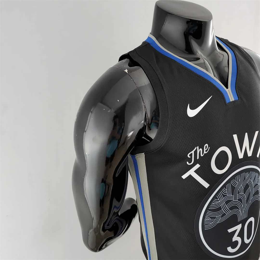2020 Curry#30 Warriors City Edition Black and Grey NBA Jersey 3