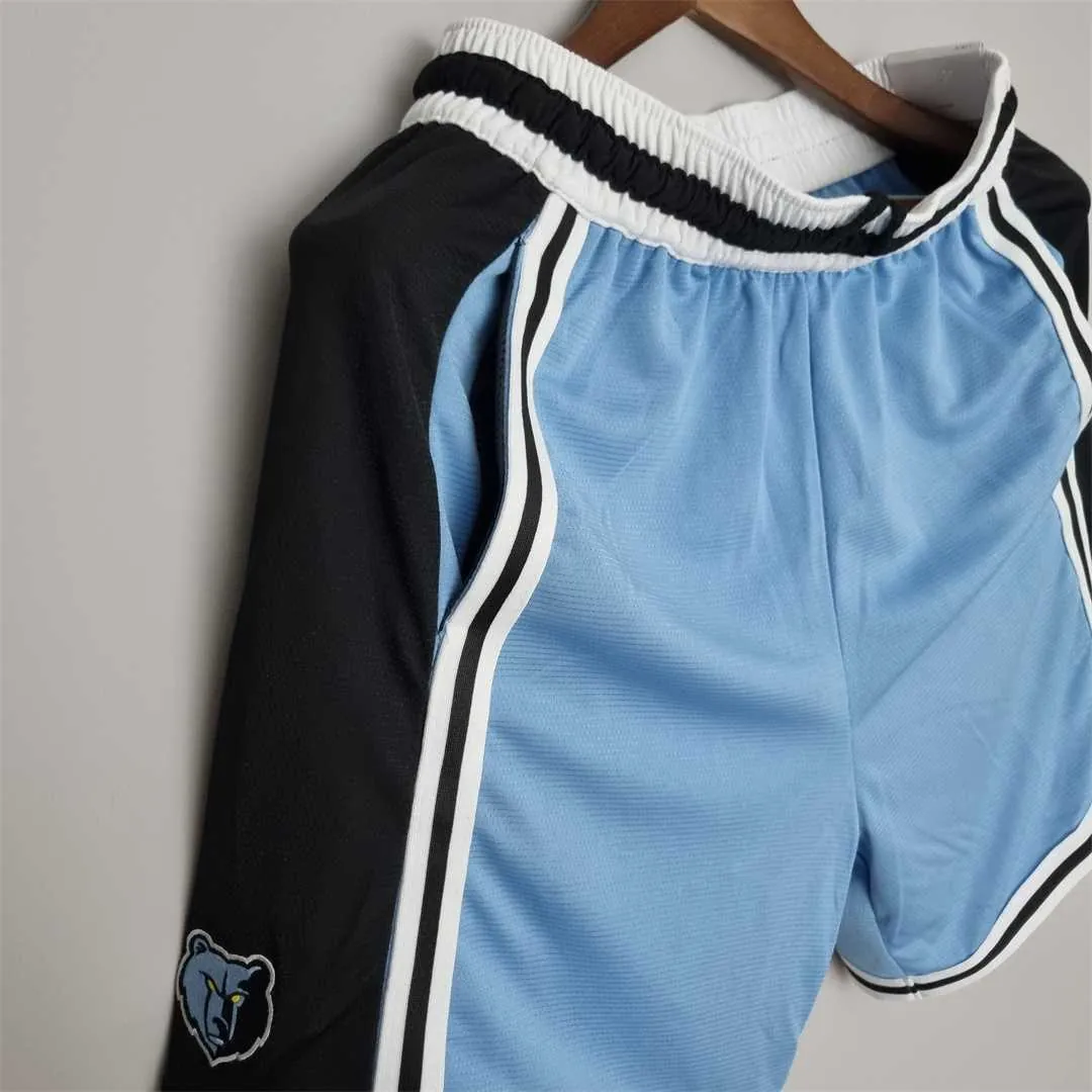 2022 Memphis Grizzlies NBA US Training Shorts Blue Black 5