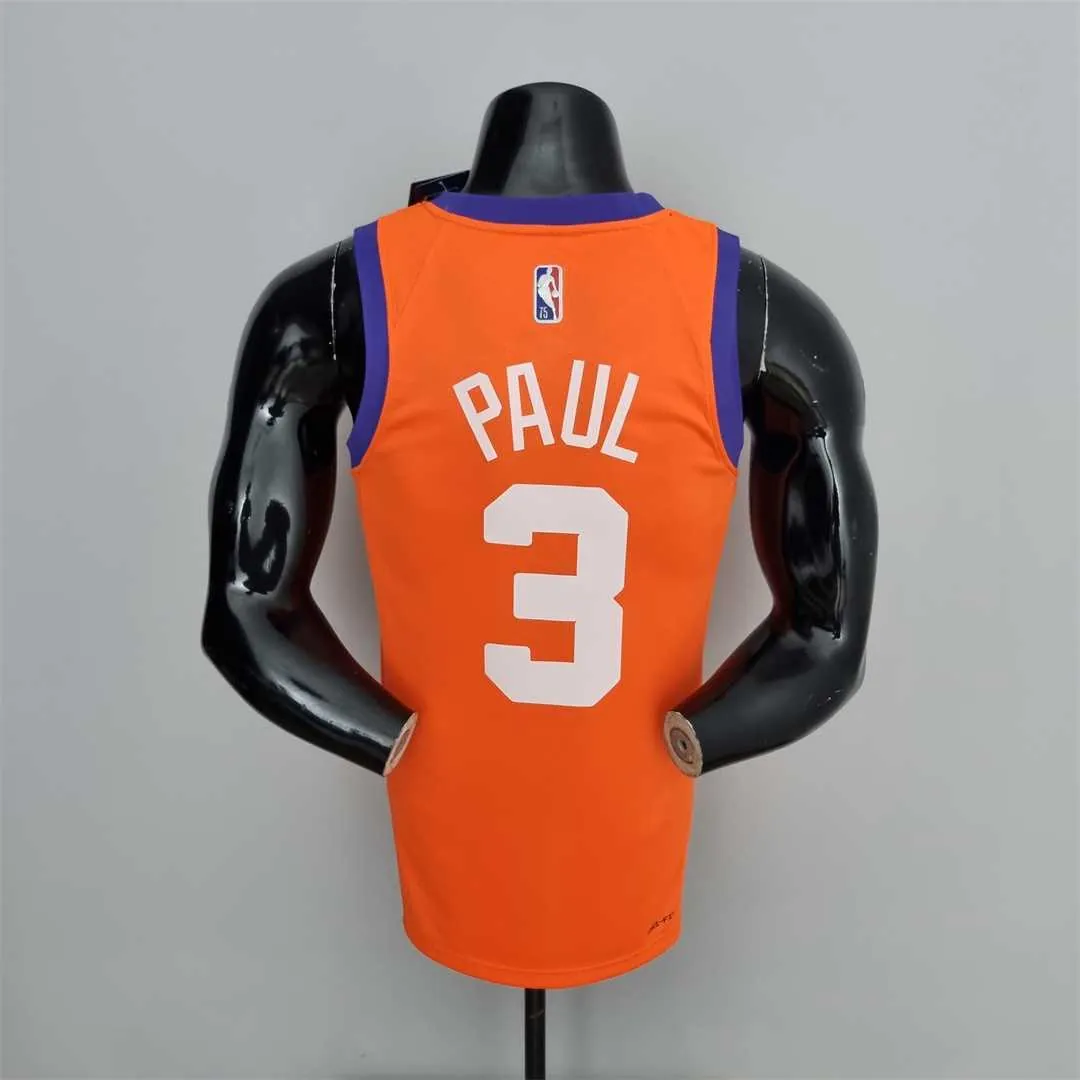 75th Anniversary PAUL#3 Phoenix Suns Jordan Theme Orange NBA Jersey 6
