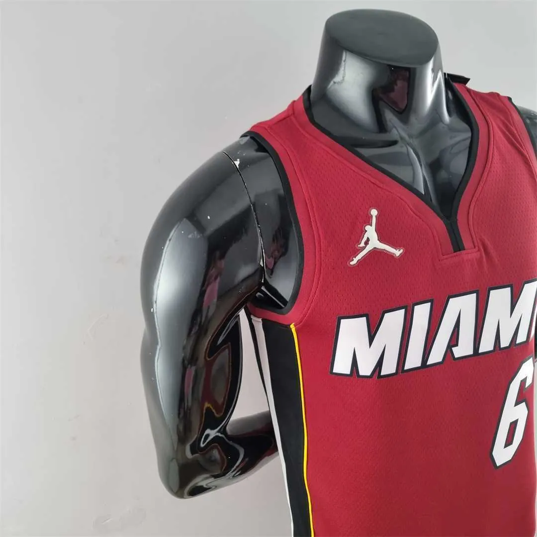 75th Anniversary Miami Heat Jordan JAMES #6 Burgundy NBA Jersey 2
