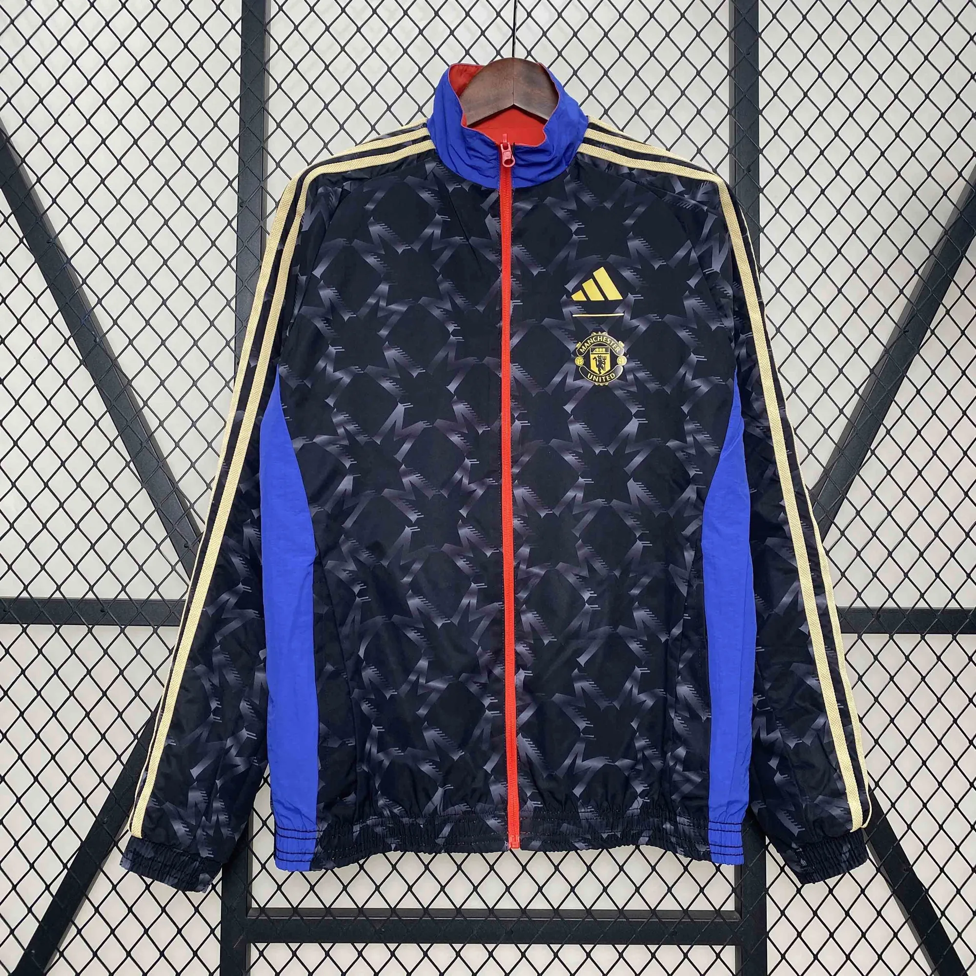 24-25 Manchester United Red&Navy Trench Coat Reversible Windbreaker Double-Sides Jacket AAAAJer 2