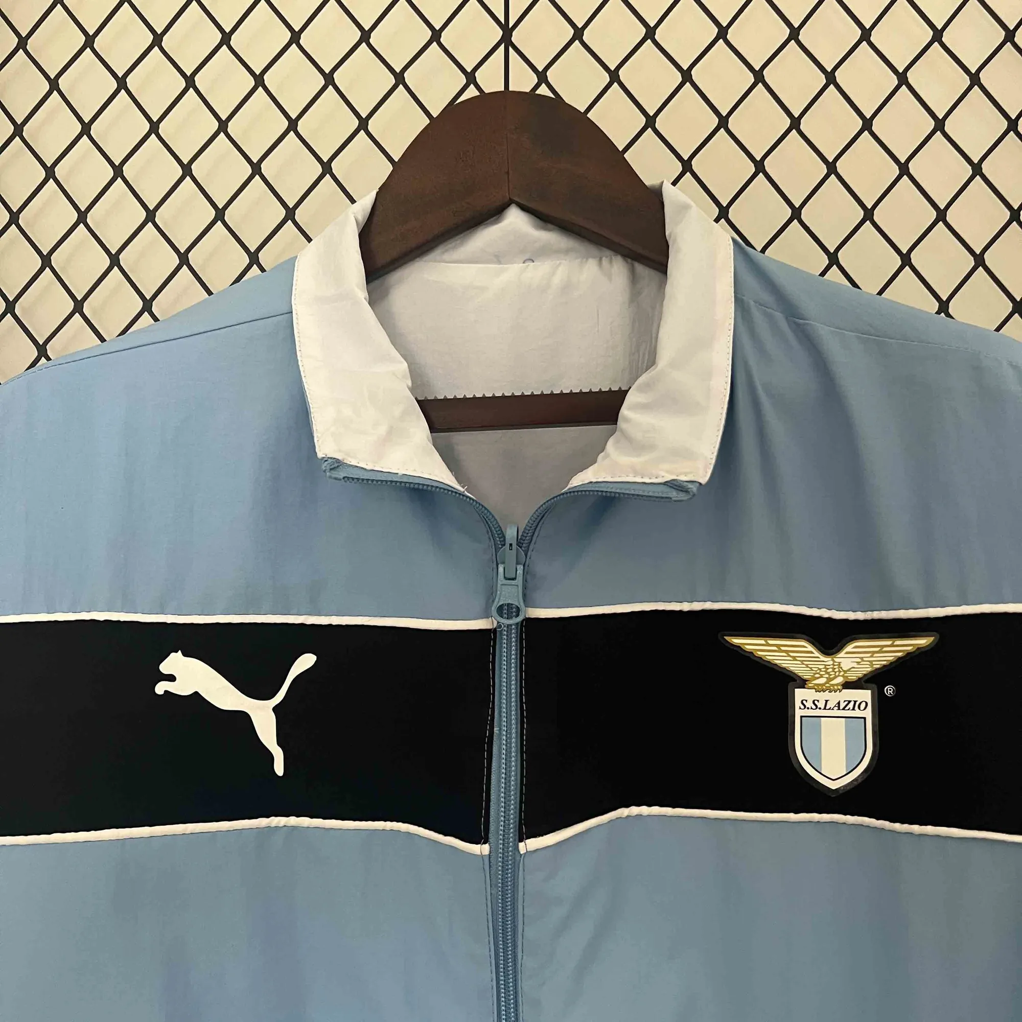 23-24 Lazio Blue and White Reversible Windbreaker Double-Sides Jacket Football Replicas 9