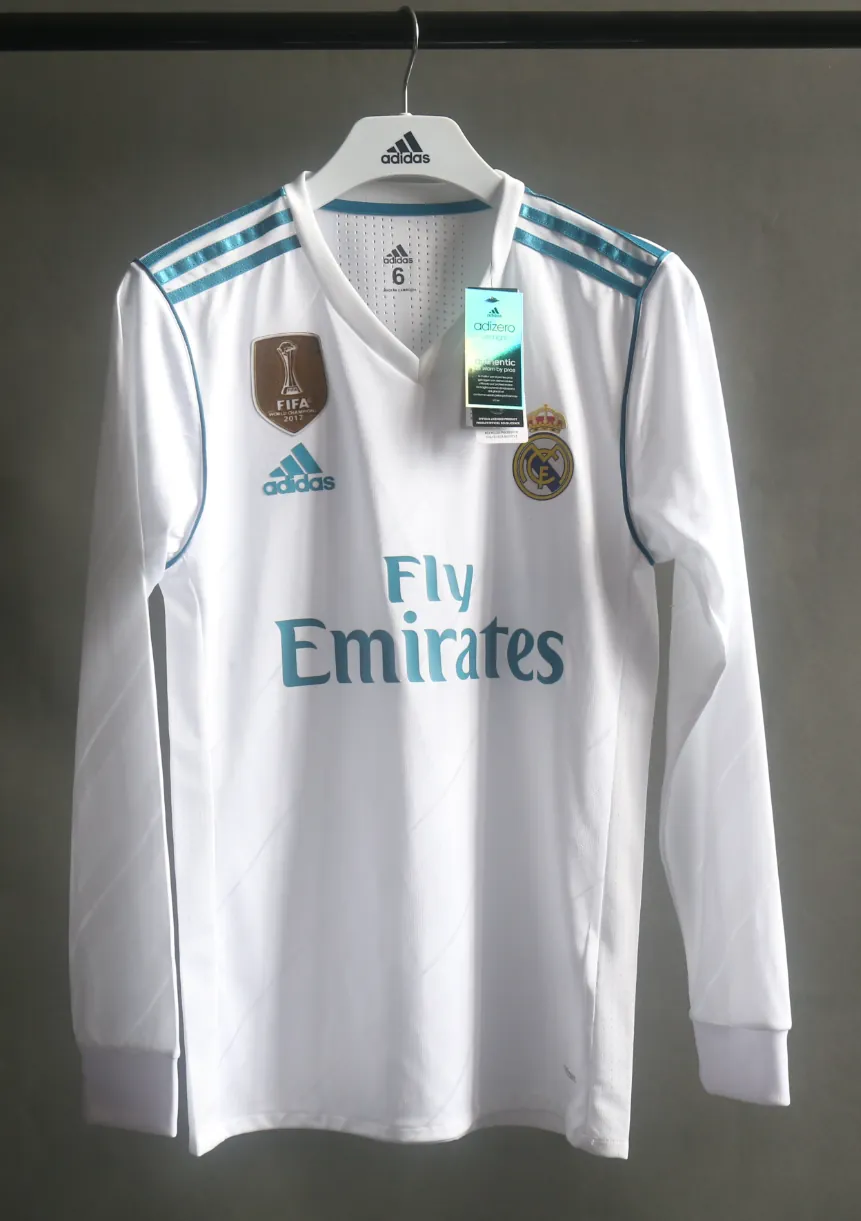 17-18 Real Madrid Home Retro Kit Vintage Player Version Long Sleeve Shirt AAAAJersey Dropship Y 8