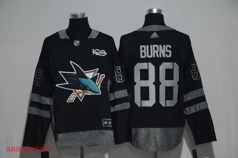 San Jose Sharks 100 anniversary ice hockey jersey M-3XL 圣何塞鲨鱼队100周年纪念版冰球服 3