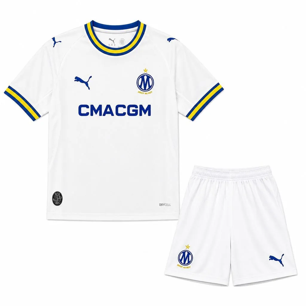 26-27 Marseille Home Kid Kits Youth Football Apparels AAAAJersey Supply Yupoo 4 4