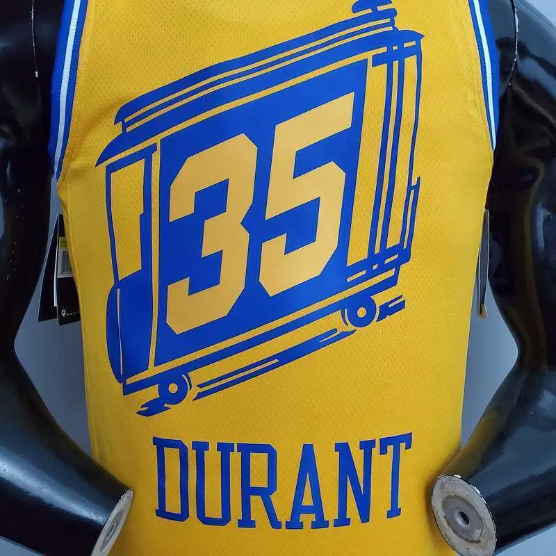 Tram version DURANT#35 Golden State Warriors yellow 4