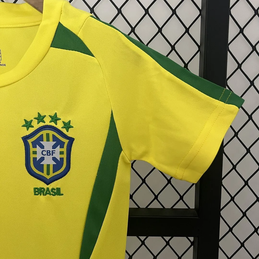 2002 Brazil Home Retro Kids Kit World Cup Shirt Soccer Jerseys Yupoo 6