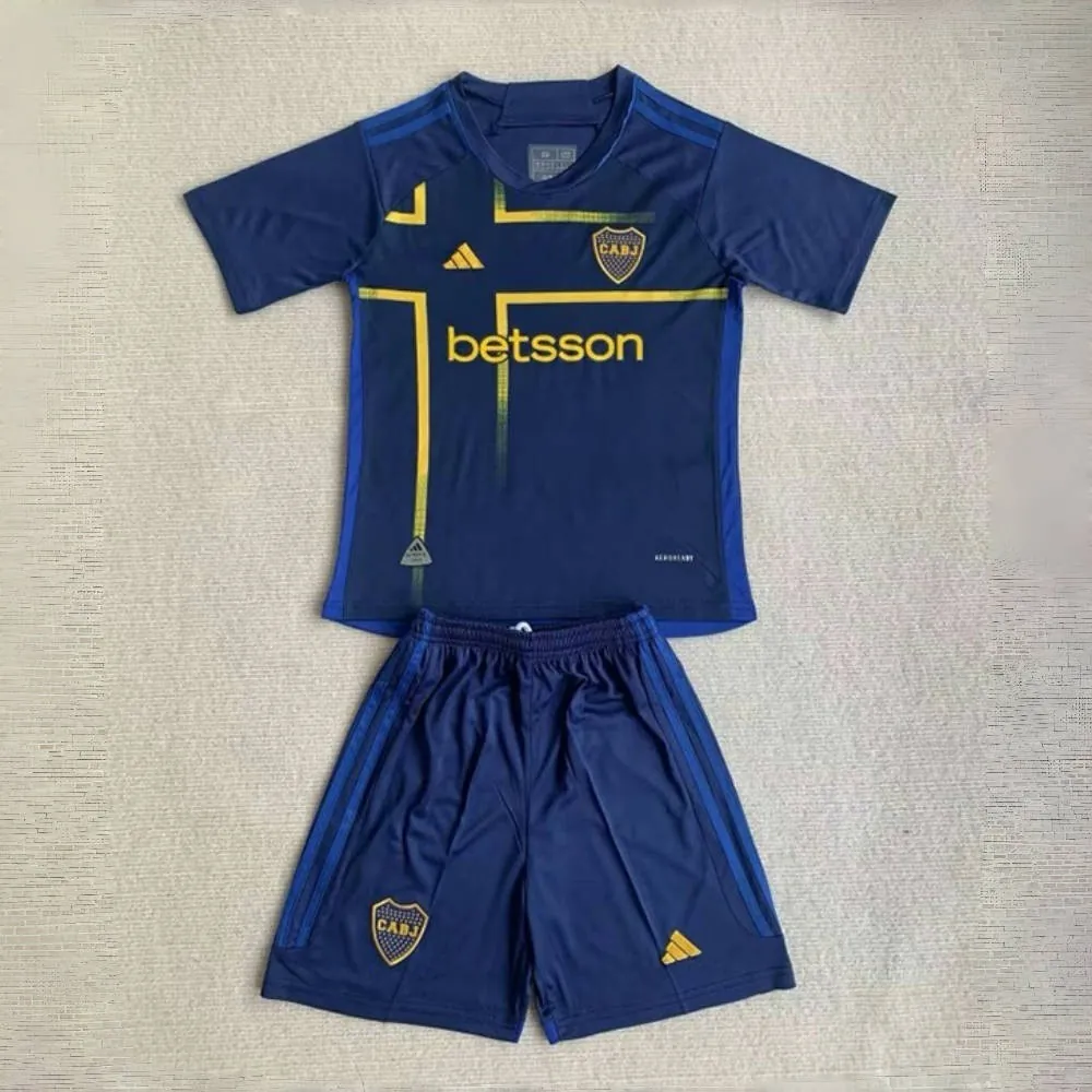 24-25 Boca Third Kid Kits Youth Apparels Football AAAAJersey Supplier 2