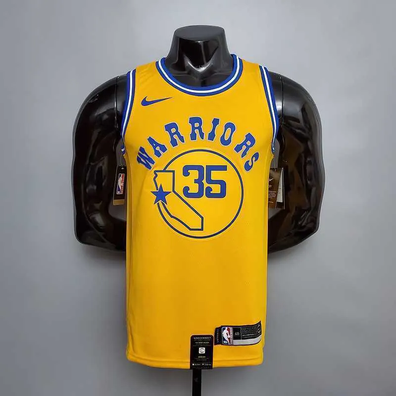 Retro version DURANT#35 Golden State Warriors yellow 8