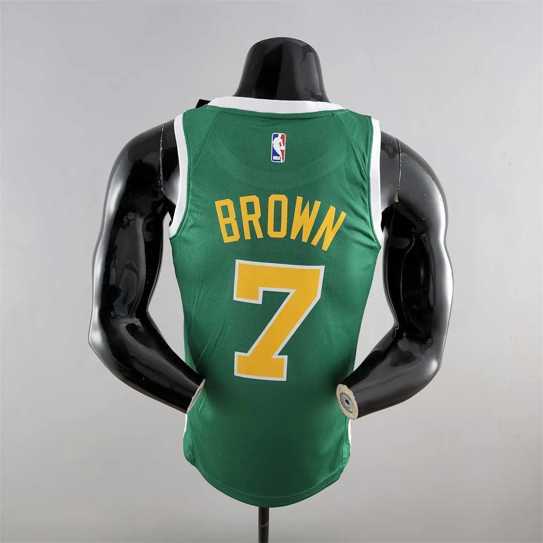 Boston Celtics BROWN#7 Green Gold NBA Jersey 5