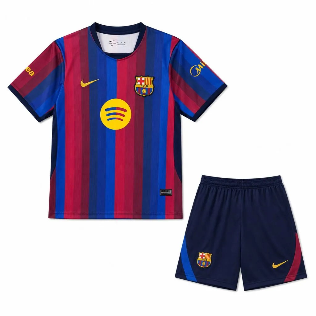 26-27 Barcelona Home Kid Kits Youth Football Apparels AAAAJersey Supply Yupoo 4 4