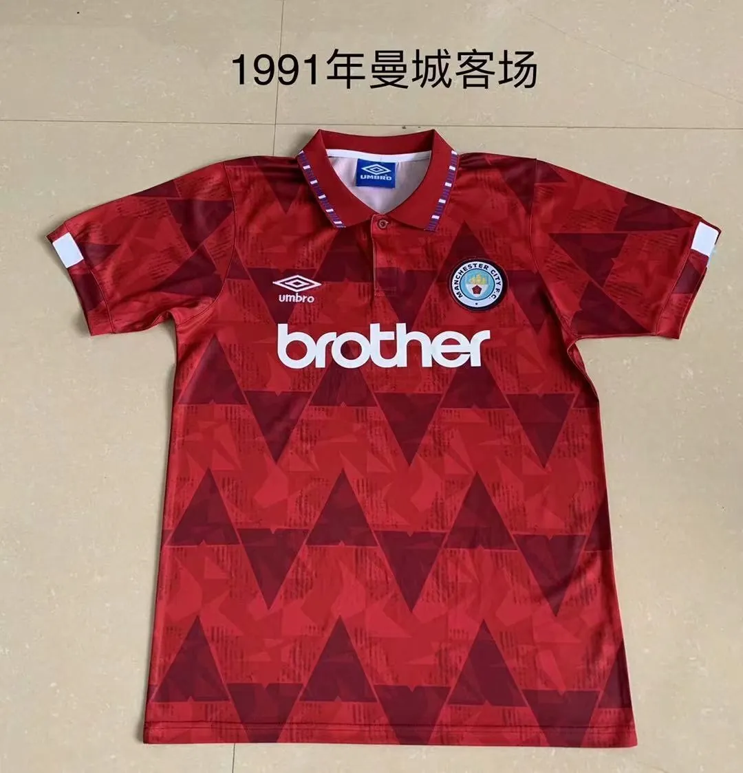 1991 Manchester City away red 2