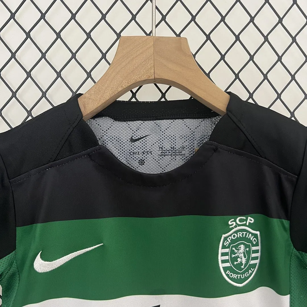 24-25 Sporting Lisbon Home Kid Kits Youth Apparels Football AAAAJersey Yupoo 7