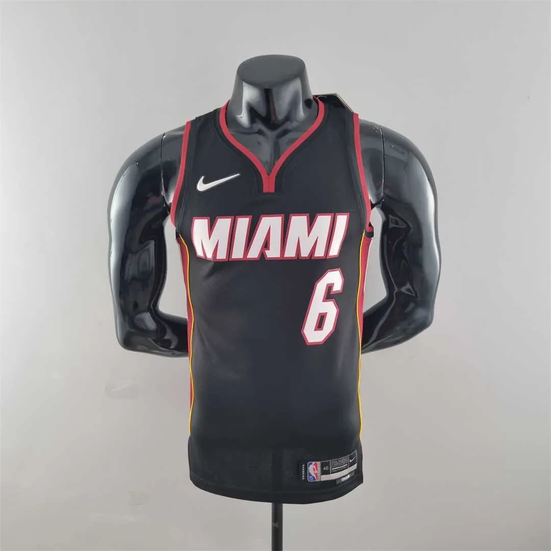 75th Anniversary Miami Heat JAMES #6 black NBA Jersey 10