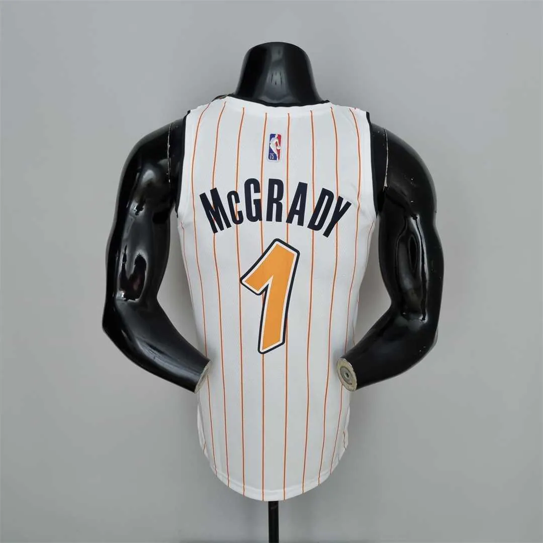75th Anniversary Orlando Magic McGrady #1 White and Orange NBA Jersey 8