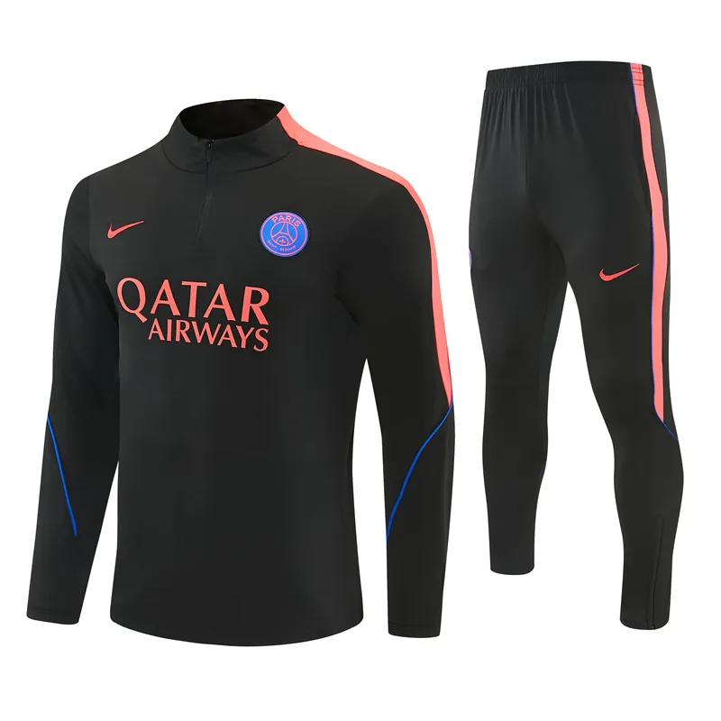 26-27 PSG Black Kit Football Aldult Training Long Sleeve Tracksuit Yupoo 5 3