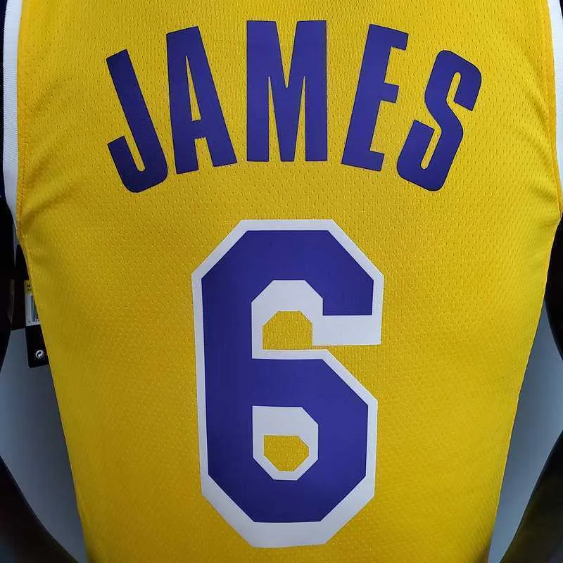 James #6 Lakers Round neck yellow 1