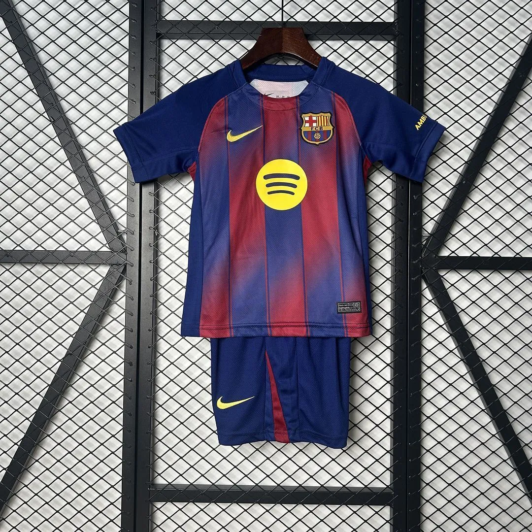 25-26 Barcelona Home Kid Kits Youth Apparels AAAAJersey Supply Yupoo 9