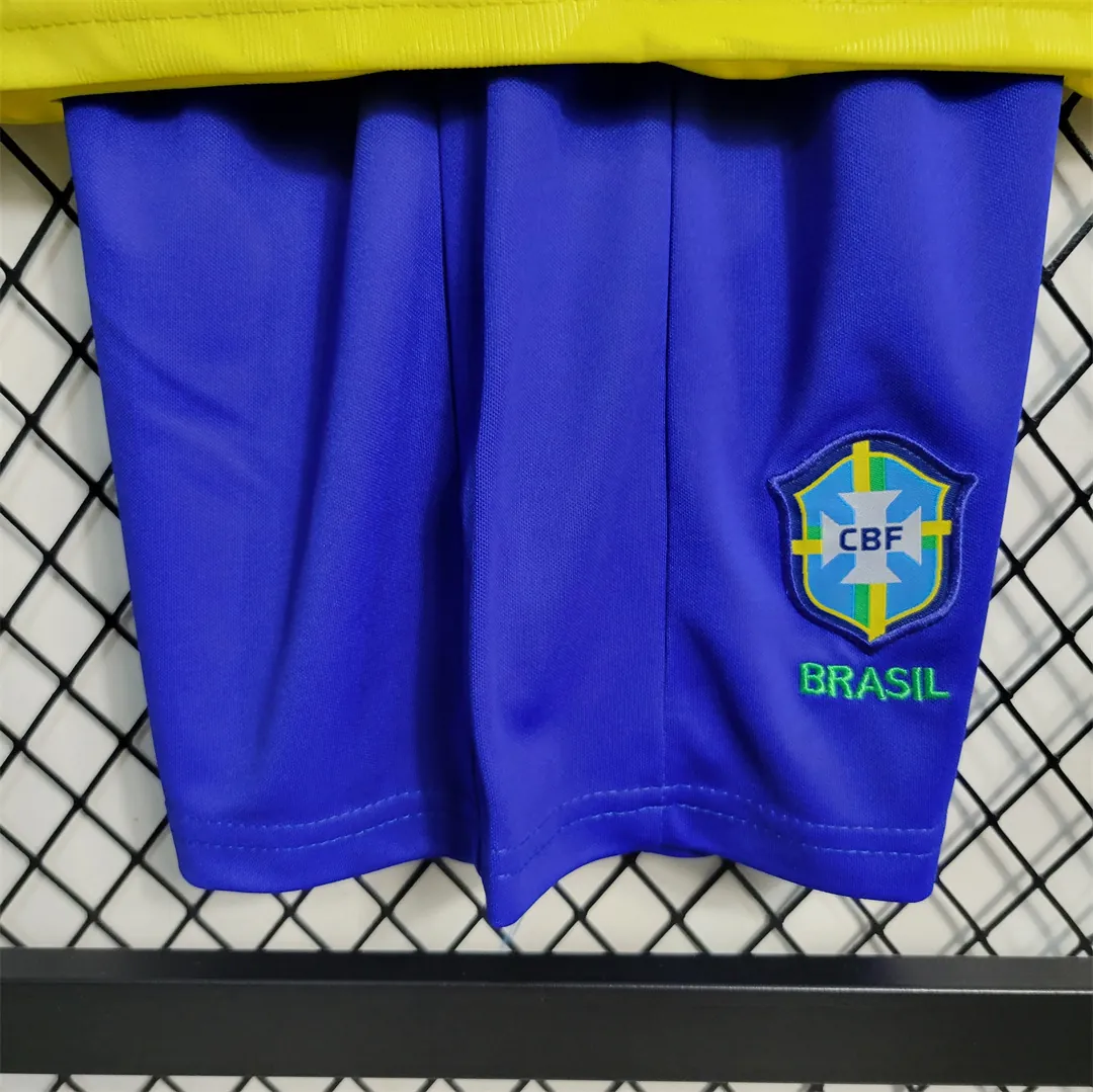23-24 Brazil home kids kit size 16-28 futbol shirts 5