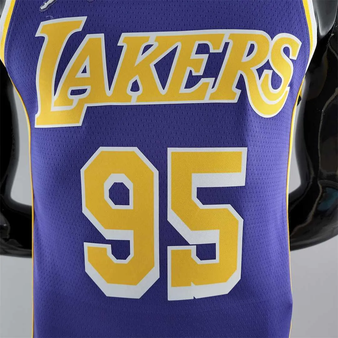 75th Anniversary TOSCANO #95 Los Angeles Lakers Jordan Purple NBA Jersey 6