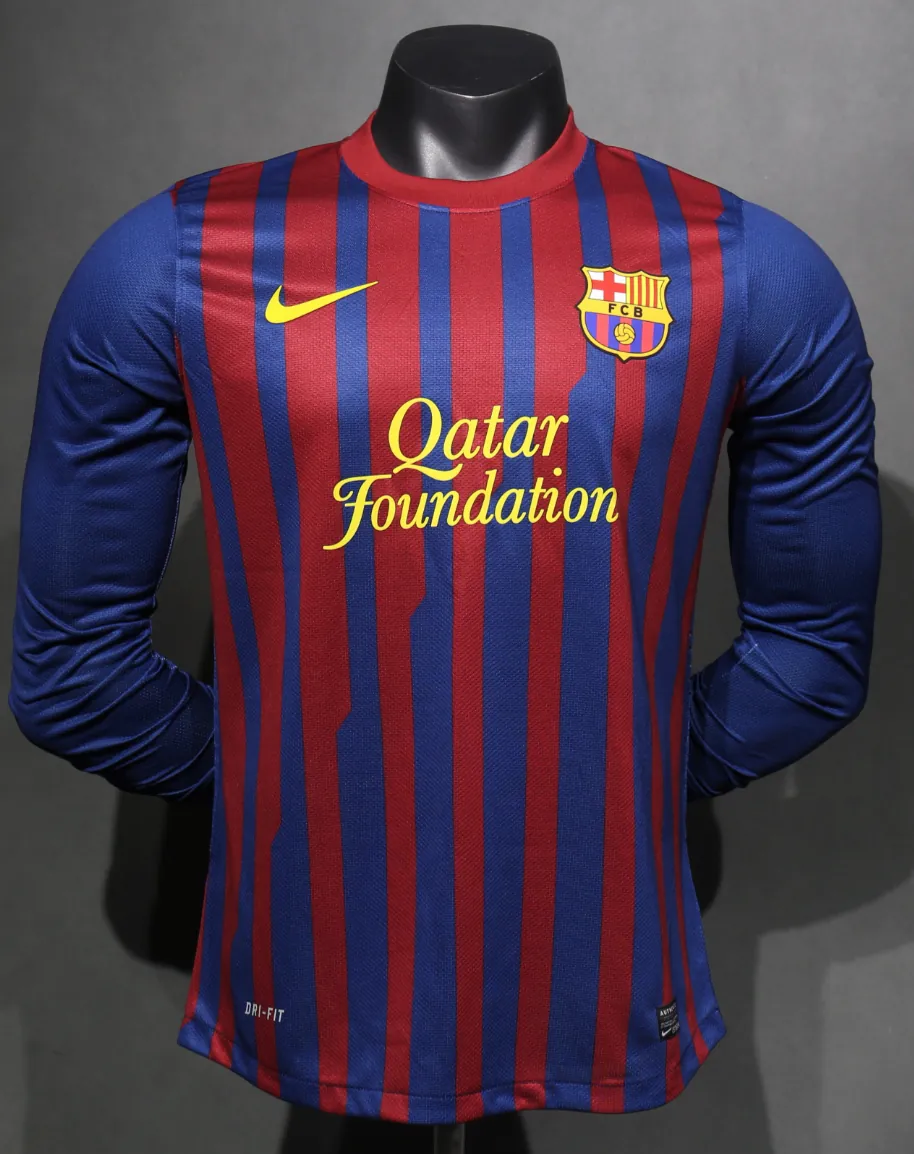 11-12 Barcelona Home Retro Kit Vintage Player Version Long Sleeve Shirt AAAAJersey Dropship Yup 6