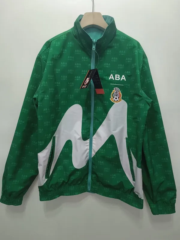 1995 Mexico Retro Trench Coat Reversible Windbreaker Double-Sides Jacket 4