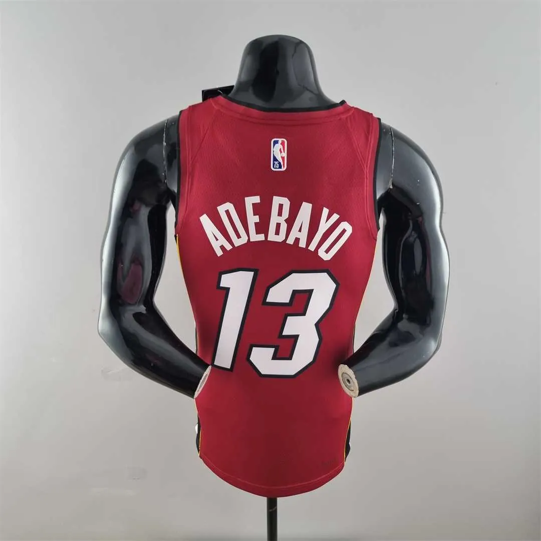 75th Anniversary Miami Heat Jordan ADEBAYO#13 Burgundy NBA Jersey 6