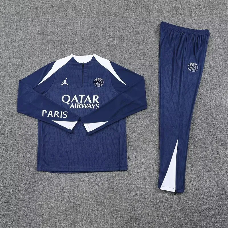25-26 PSG Navy Training Kits Long Football Tracksuits 1