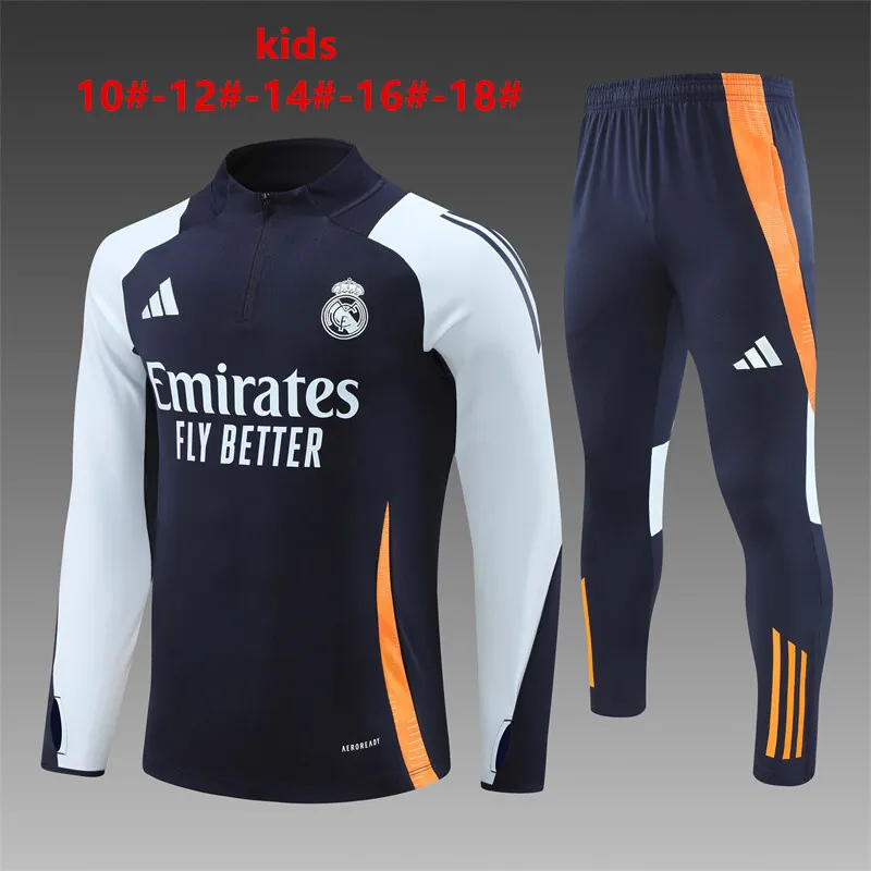 24-25 Real Madrid Kids Long Sleeve Training Suit Football Shirts 1