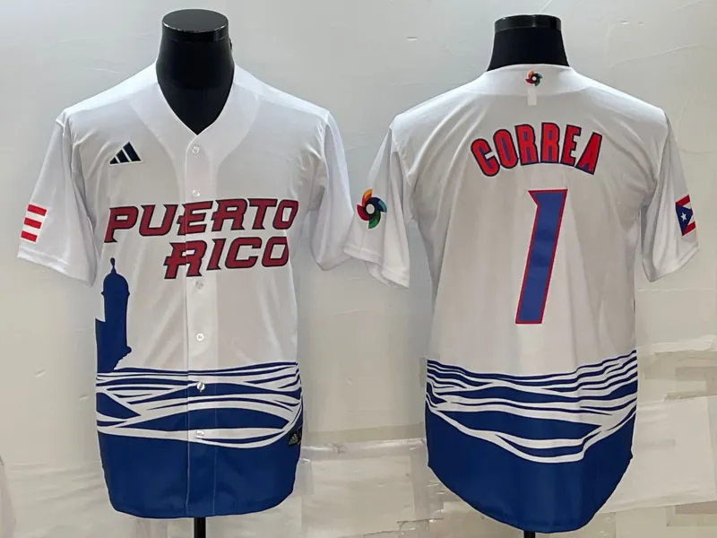 White Puerto Rico 2023 World Cup Baseball Jerseys 34