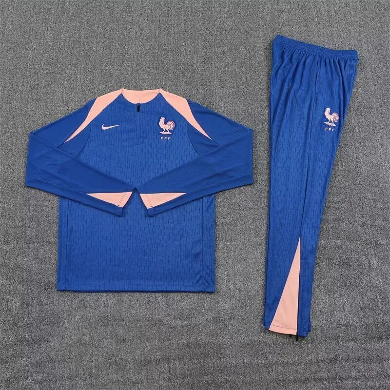 25-26 France Blue Training Kits Long Football Tracksuits 1