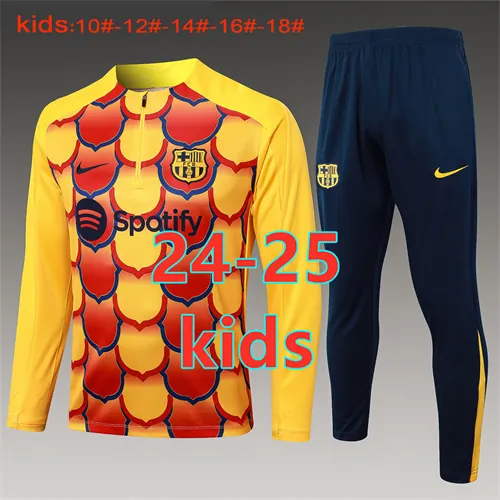 24-25 Barcelona Kids Long Sleeve Training Suit Football Shirts 1