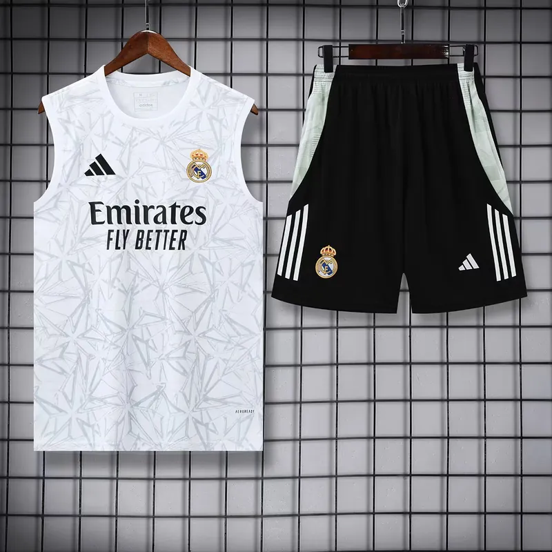 25-26 Real Madrid Pre-Match White Training Kits Football Tracksuits 4