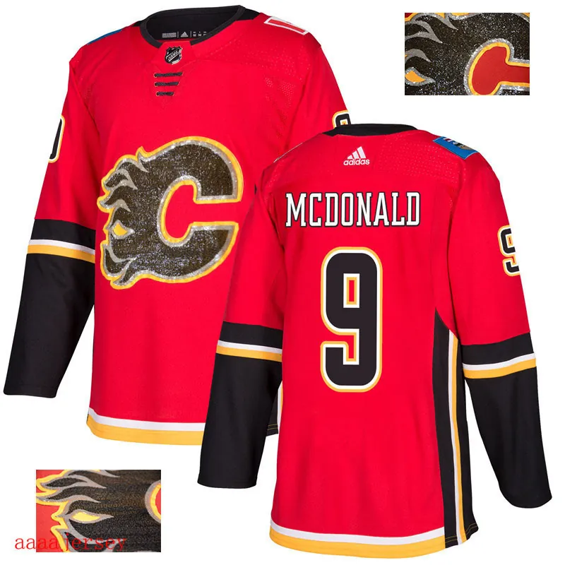 2018 Calgary Flames ice hockey jersey M-3XL 卡加利火焰队时尚亮片款冰球服 24