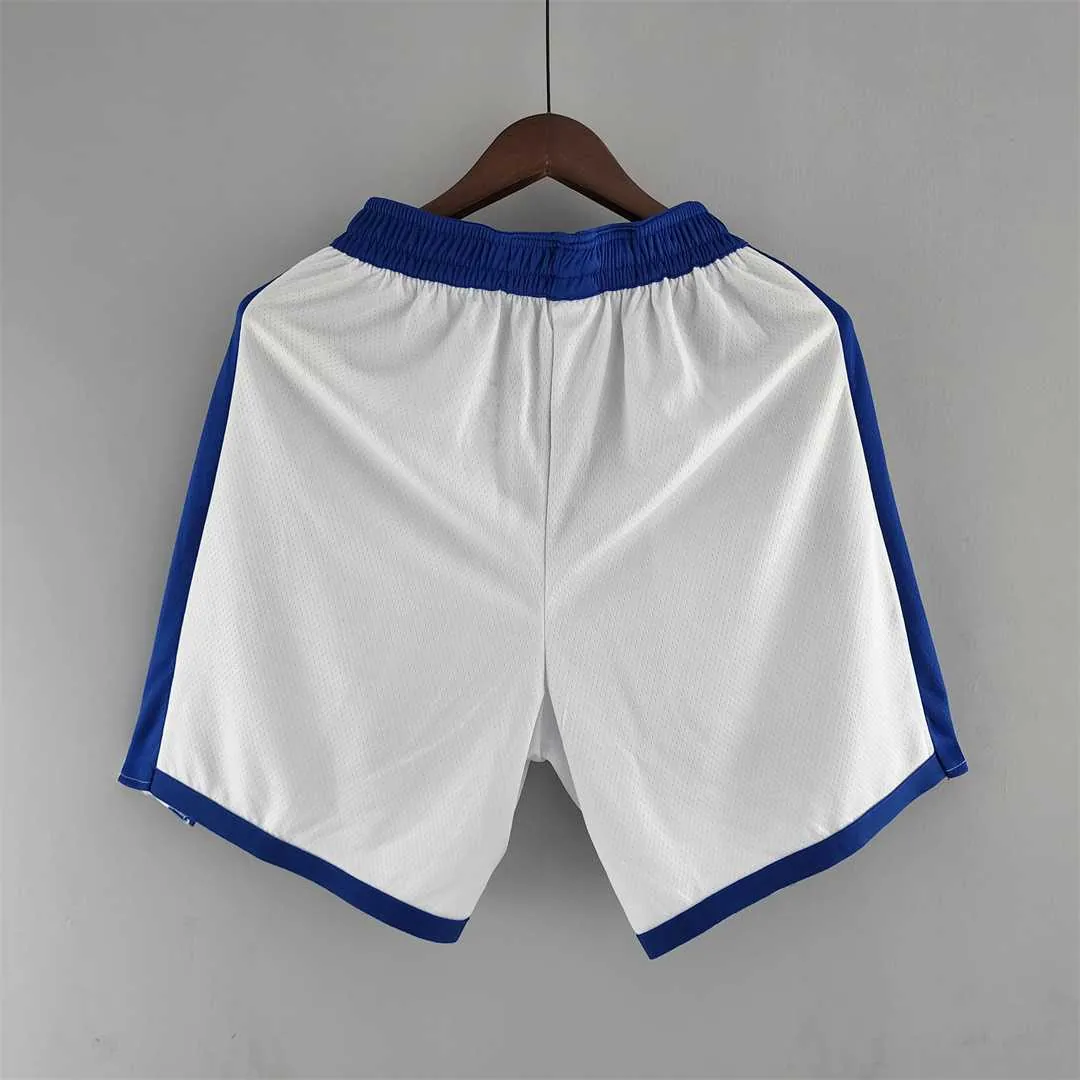 Golden State Warriors NBA Shorts White Blue Trim 3