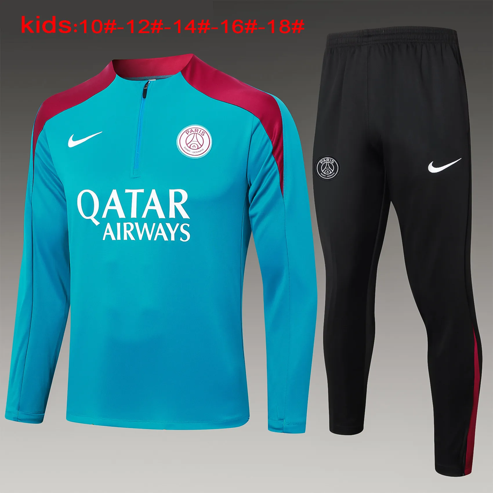 24-25 PSG Kids Long Sleeve Training Suit Football Shirts 1