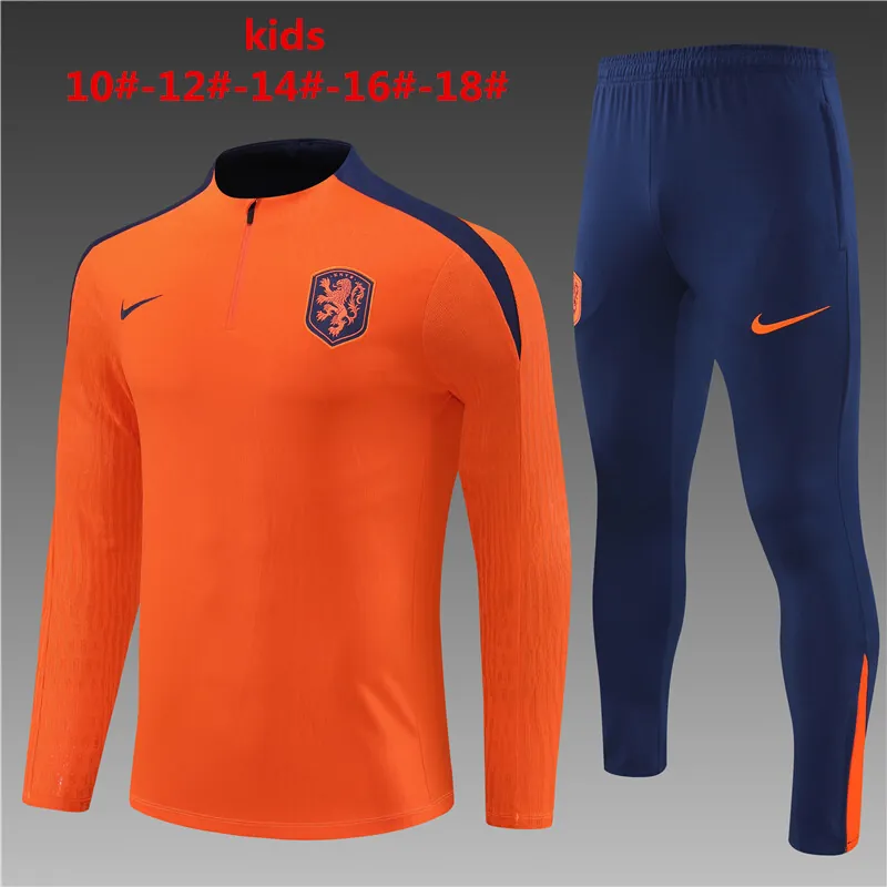 2024 Netherlands Kids Player Long Sleeve Training Suit Football Shirts 1
