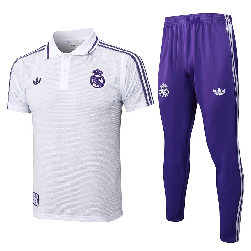 25-26 Real Madrid Polo White Training Kits Football Tracksuits 8