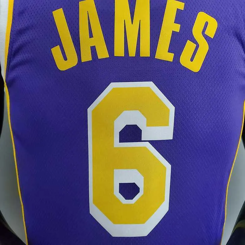 New Lakers Jordan JAMES#6 Theme Purple Round Neck 3