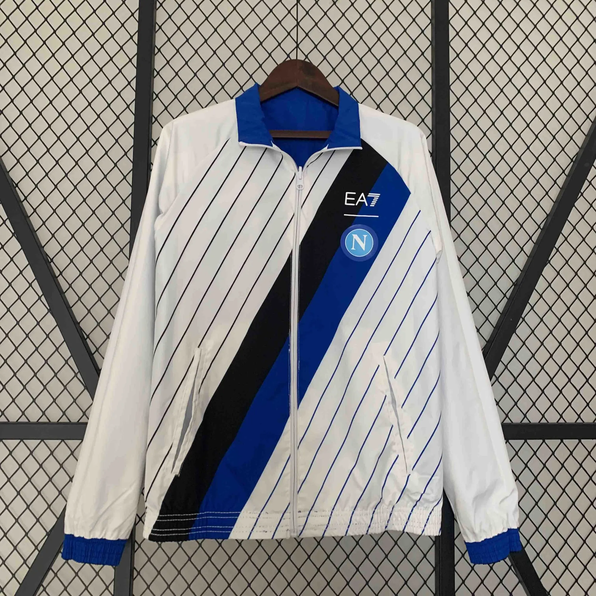 23-24 Napoli Reversible Windbreaker White&Blue Double-Sides Jacket Soccer Jerseys For Sale 1