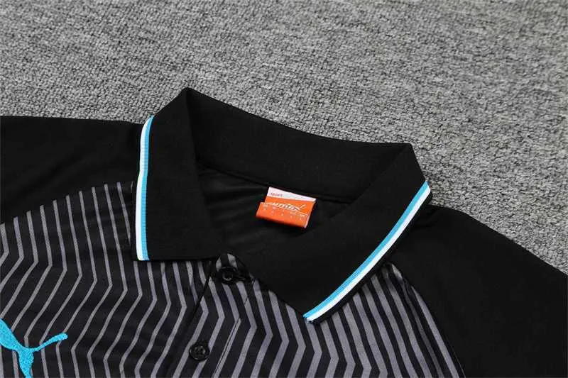 Polo Marseille black with grey-stripe 16