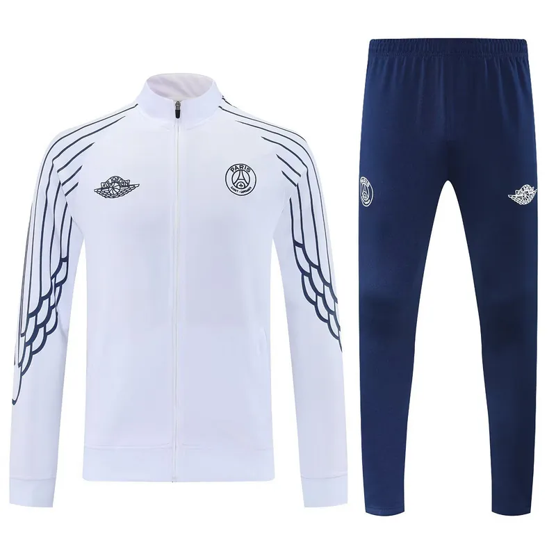 25-26 PSG x Jordan White Football Tracksuits Long Jacket Suits 3