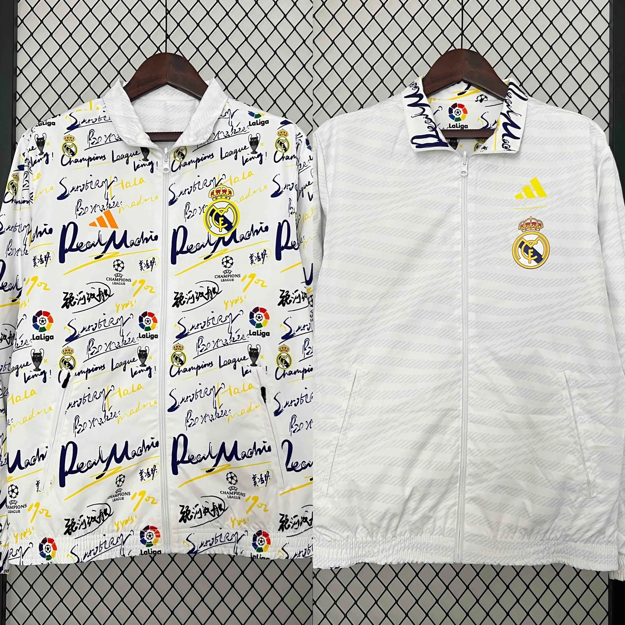 23-24 Real Madrid Trench Coat Reversible Windbreaker Double-Sides Jacket AAAAJersey Yupoo 12